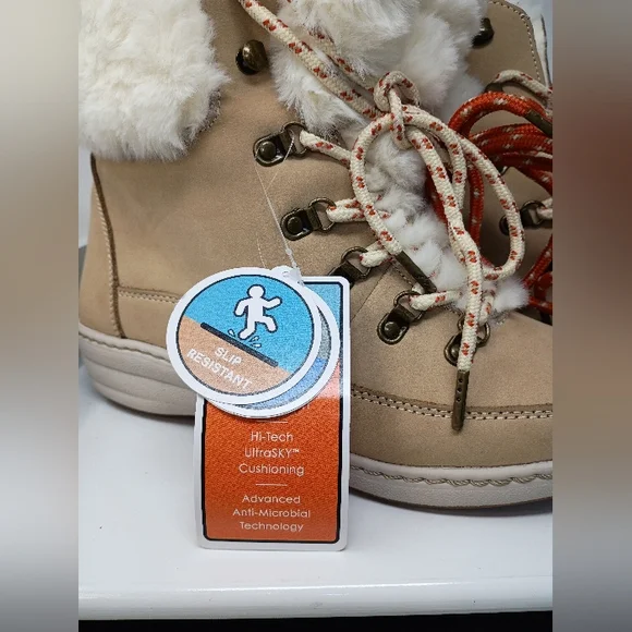 Aetrex Tan and Red Ankle Booties with Stylish Design - Picture 3 of 16